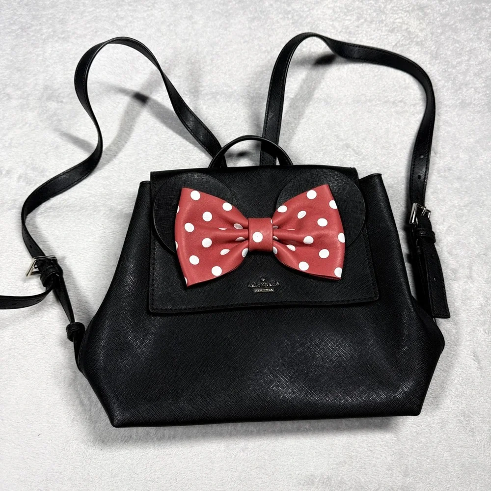 Kate Spade Minnie Mouse Backpack Womens Small Black Disney Neema Bow WKRU4704